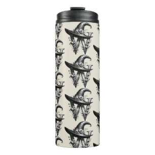 Schwarzer Hexenhut Witchy Brief W Benutzerinitiale Thermosbecher