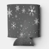 Schwarzer Himmel mit weißen und grauen Schneeflock Dosenkühler (Rückseite)