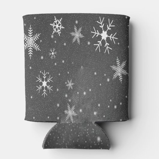 Schwarzer Himmel mit weißen und grauen Schneeflock Dosenkühler (Rückseite)
