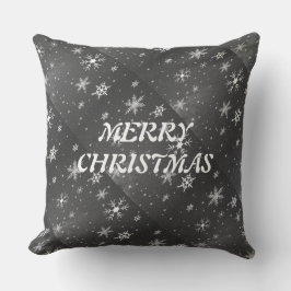 Schwarzer Himmel mit weißen und grauen Schneeflock Kissen