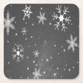 Schwarzer Himmel mit weißen und grauen Schneeflock Rechteckiger Pappuntersetzer (Vorderseite)