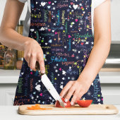 Schwarzer Himmel voller Herz und Sterne Farbenfroh Schürze