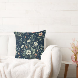 Schwarzer Hintergrund Blumendesign Kissen