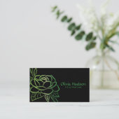 Schwarzer Hintergrund der grünen Blume Visitenkarte (Stehend Vorderseite)