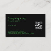 Schwarzer Hintergrund der grünen Blume Visitenkarte (Rückseite)