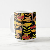 Schwarzer Hintergrund der Herbstleaves und Berries Kaffeetasse (Vorderseite Links)