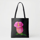 Schwarzer Hintergrund der rosa Blume Tasche (Vorderseite)