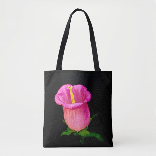 Schwarzer Hintergrund der rosa Blume Tasche (Vorderseite)