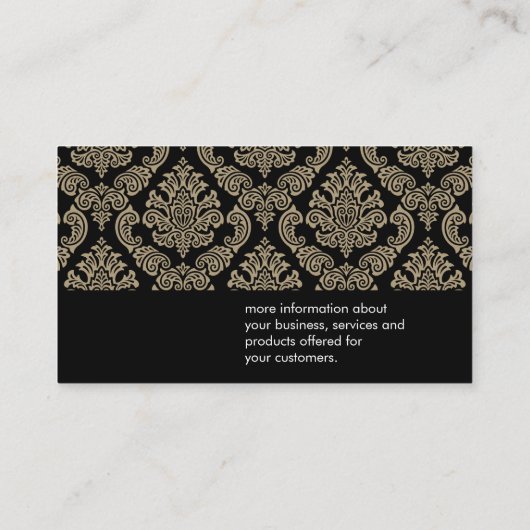 Schwarzer Hintergrund des Damaskus-Musters Visitenkarte (Rückseite)