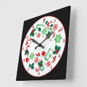 Schwarzer Hintergrund Einfach Weihnachten Quadratische Wanduhr (Winkel)