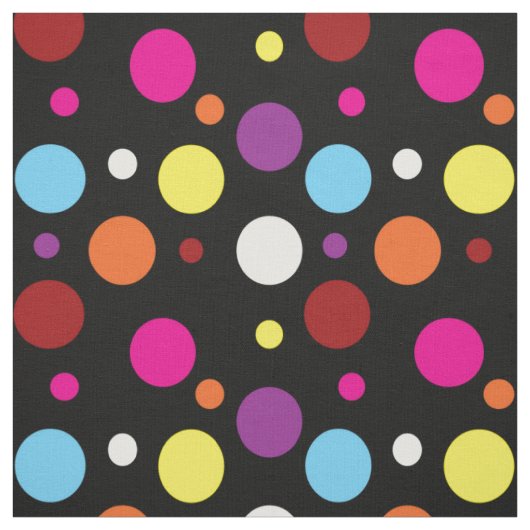 Schwarzer Hintergrund farbenfrohe Polka Dots Muste Stoff (Muster)