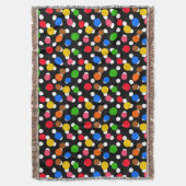 Schwarzer Hintergrund farbenfrohe Polka Punkte Decke (Vorderseite Vertikal)