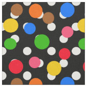 Schwarzer Hintergrund farbenfrohe Polka-Punkte-Des Stoff (Nahaufnahme)