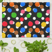 Schwarzer Hintergrund farbenfrohe Polka Punkte Geschirrtuch (Gefaltet)