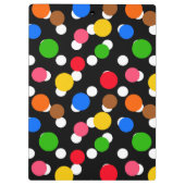 Schwarzer Hintergrund farbenfrohe Polka Punkte Klemmbrett (Rückseite)