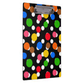 Schwarzer Hintergrund farbenfrohe Polka Punkte Klemmbrett (Rechts)