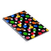 Schwarzer Hintergrund farbenfrohe Polka Punkte Notizblock (Rechte Seite)