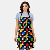 Schwarzer Hintergrund farbenfrohe Polka Punkte Schürze (Getragen)