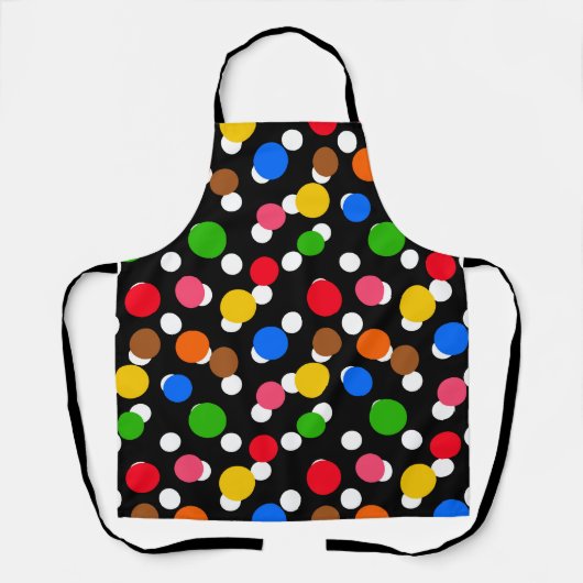 Schwarzer Hintergrund farbenfrohe Polka Punkte Schürze (Vorderseite)