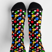 Schwarzer Hintergrund farbenfrohe Polka Punkte Socken (Oben)
