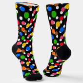 Schwarzer Hintergrund farbenfrohe Polka Punkte Socken (Gewinkelt)