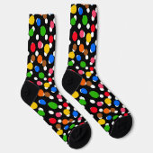 Schwarzer Hintergrund farbenfrohe Polka Punkte Socken (Rechts)