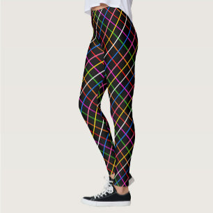 Schwarzer Hintergrund Farbvolles Windows-Kariertes Leggings