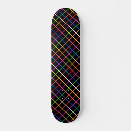 Schwarzer Hintergrund Farbvolles Windows-Kariertes Skateboard (Vorne)