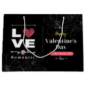 Schwarzer Hintergrund Feminine Happy Valentine Day Große Geschenktüte (Vorderseite)