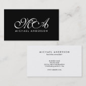 Schwarzer Hintergrund für die White Monogram Scrip Visitenkarte (Vorne/Hinten)