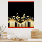 Schwarzer Hintergrund für Gold und schwarze Musikn Poster (Küche)