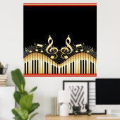 Schwarzer Hintergrund für Gold und schwarze Musikn Poster (Heimbüro)