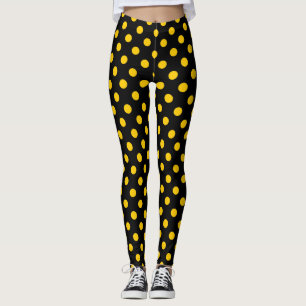 Schwarzer Hintergrund Gelbe Tupfen Leggings