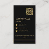 Schwarzer Hintergrund Gold Streifen Visitenkarte (Rückseite)