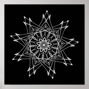 Schwarzer Hintergrund Großes Mandala Aduloring Poster