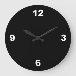 Schwarzer Hintergrund-großes Weiß nummeriert Große Wanduhr