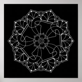 Schwarzer Hintergrund Mandala Adult Coloring Poster