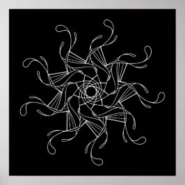 Schwarzer Hintergrund Mandala Große Erwachsenenfär Poster