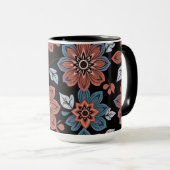 Schwarzer Hintergrund mit Blume Tasse (VorderseiteRechts)