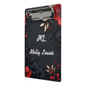 Schwarzer Hintergrund mit Blumendekoration Mini Klemmbrett (Gewinkelt2)