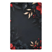 Schwarzer Hintergrund mit Blumendekoration Mini Klemmbrett (Rückseite)