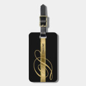 Schwarzer Hintergrund mit goldenem Streifen Gepäckanhänger (Vorderseite vertikal)
