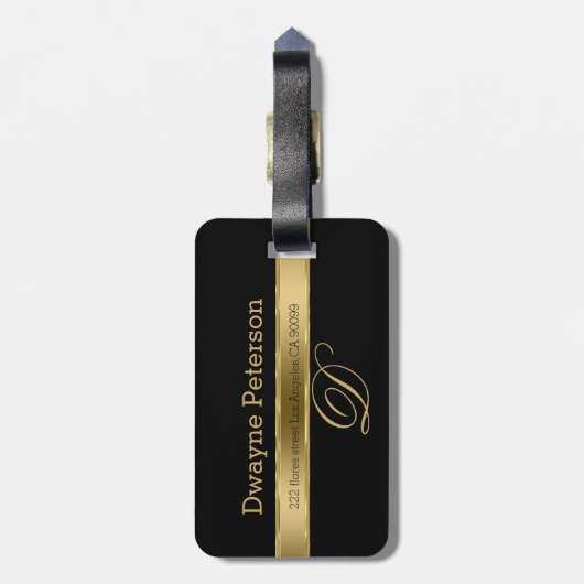 Schwarzer Hintergrund mit goldenem Streifen Gepäckanhänger (Rückseite vertikal)