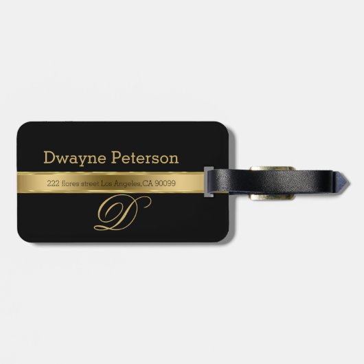 Schwarzer Hintergrund mit goldenem Streifen Gepäckanhänger (Rückseite horizontal)