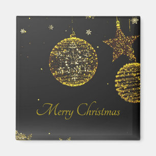 Schwarzer Hintergrund mit goldenen Ballen und Ster Magnet
