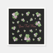 Schwarzer Hintergrund mit hübsch rosa Blume Serviette (Vorderseite)