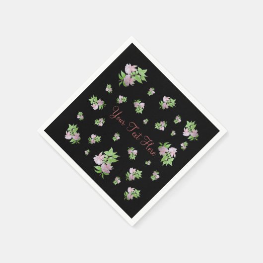 Schwarzer Hintergrund mit hübsch rosa Blume Serviette (Ecke)