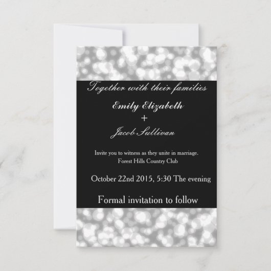 Schwarzer Hintergrund mit Imitate Glamour Silver Save The Date (Vorderseite)