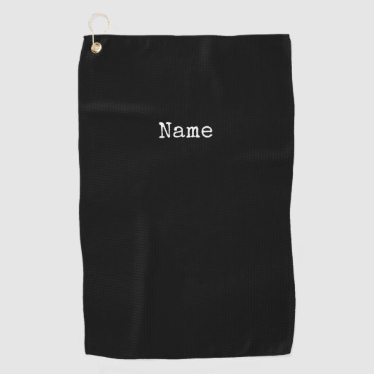 Schwarzer Hintergrund mit personalisiertem Text Golfhandtuch (Vorderseite)