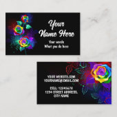 Schwarzer Hintergrund mit Regenbogen-Rose Visitenkarte (Vorne/Hinten)
